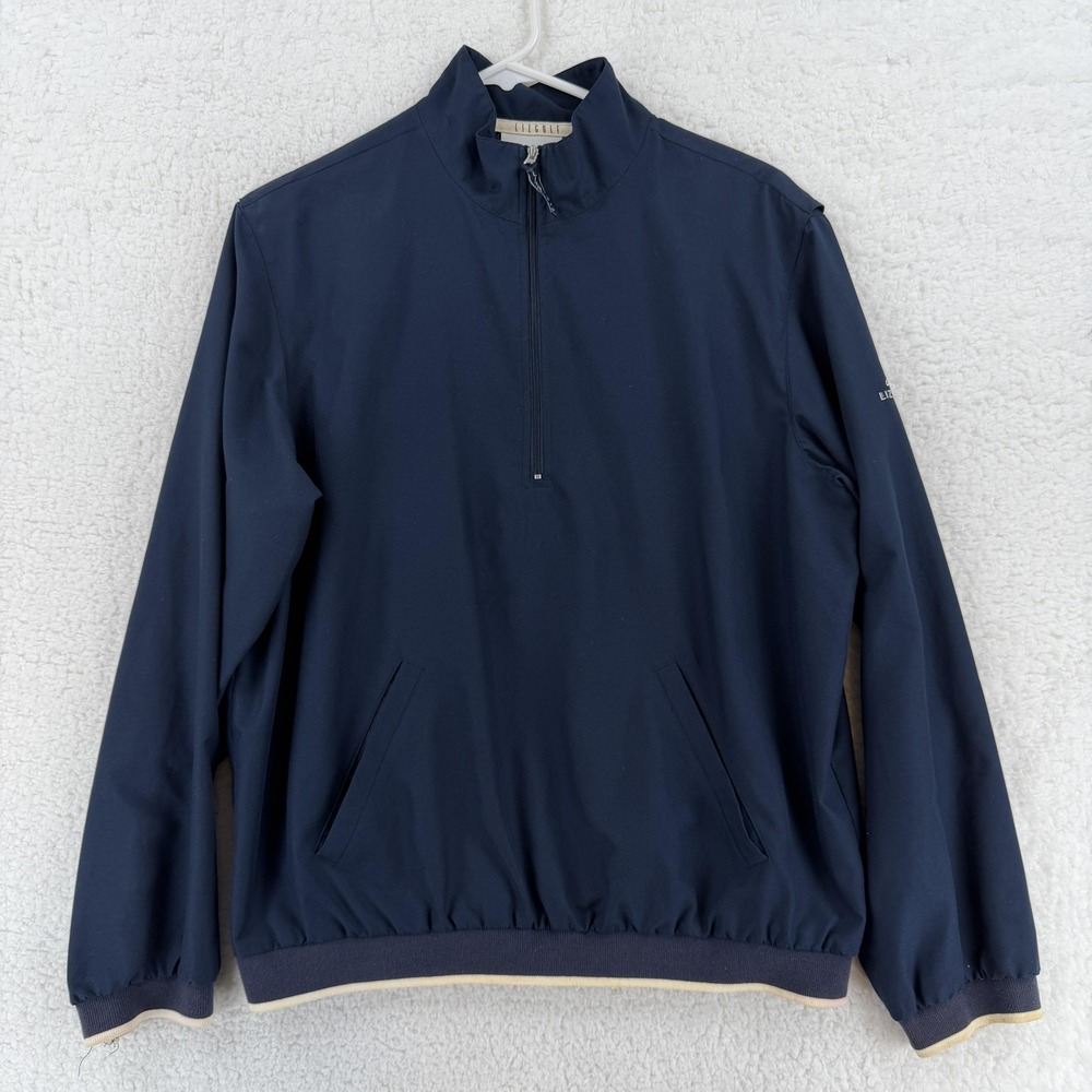 Vintage Liz Golf Pullover Jacket Womens Medium Navy Blue Quarter Zip Windbreaker
